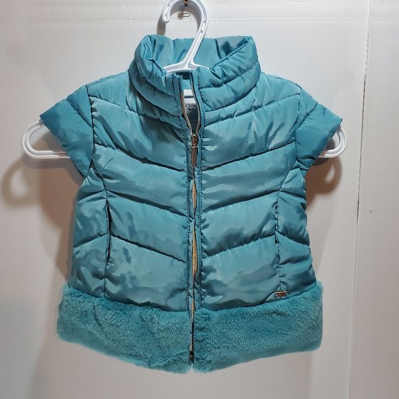Girl's Blue Vest w/Faux Fur - Picture 1 of 4